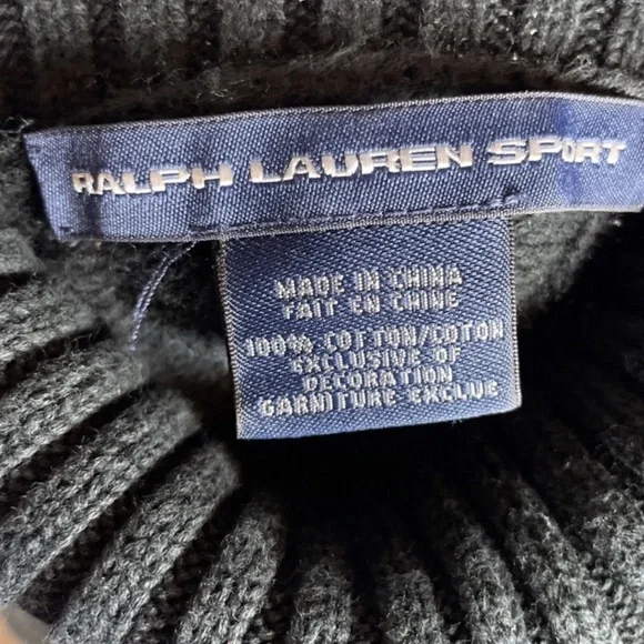 VINTAGE Ralph Lauren Black Cable Knit Turtleneck Sweater - Picture 4 of 5